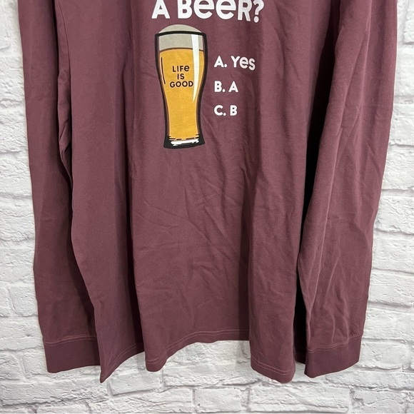 LIFE IS GOOD Men's Do I Want a Beer Long-Sleeve Crusher Tee shirt XL NWT - Picture 3 of 7